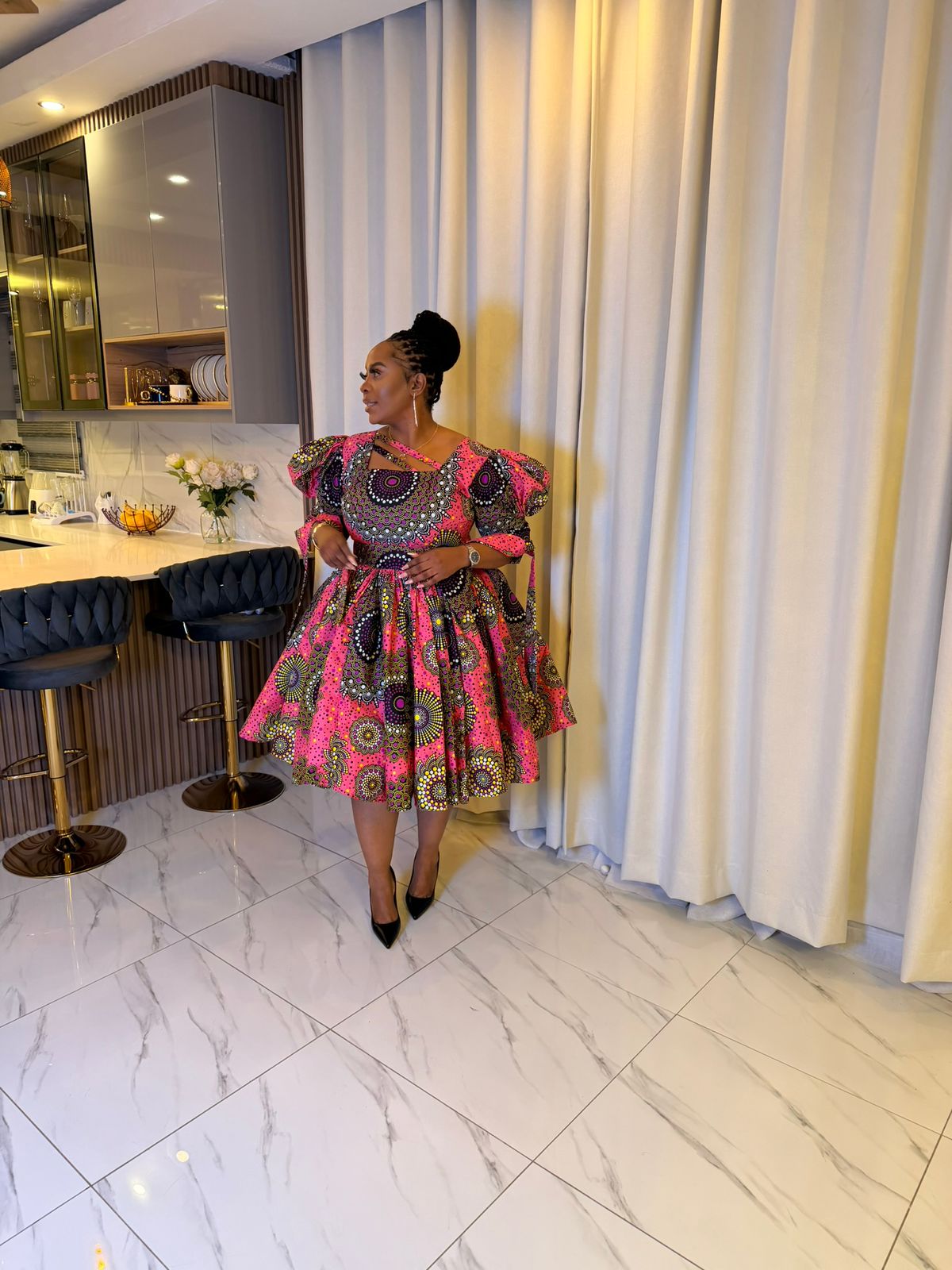 Fuchsia Tribal Collar Dress – Fashion Club with Angie