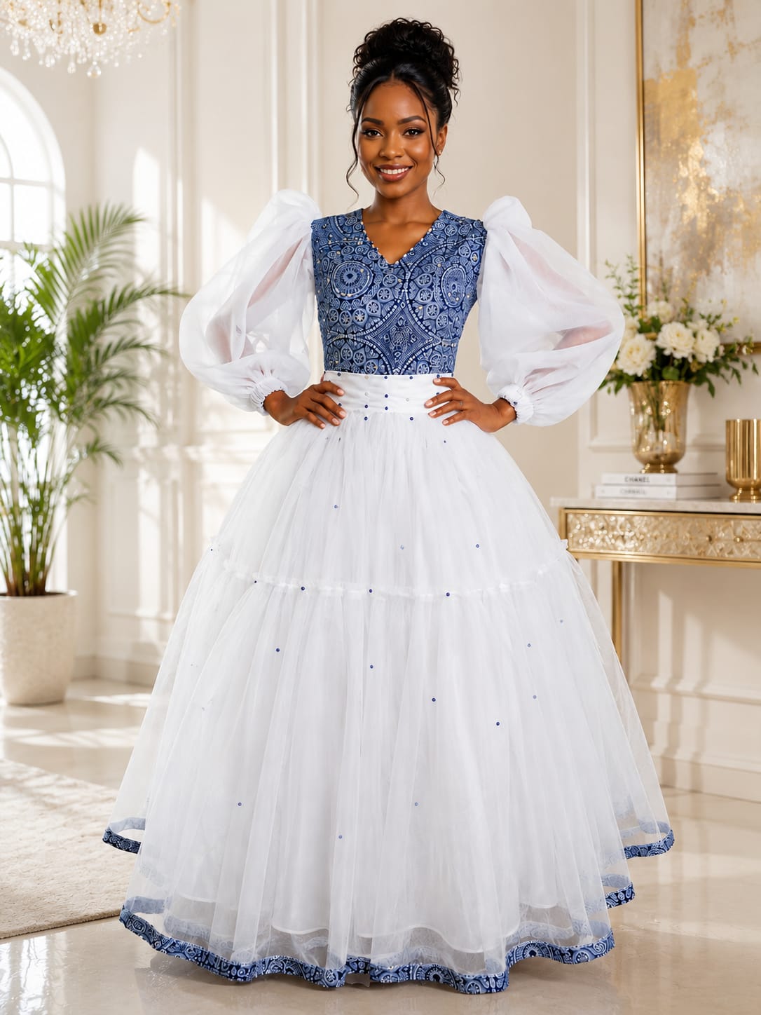 Blue Heritage Tulle Gown