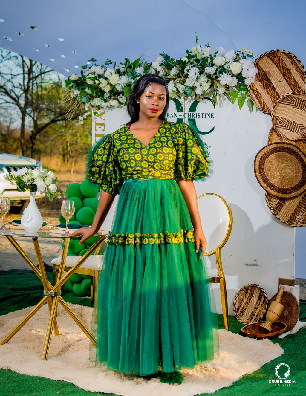 Emeral Queen Puff-Sleeve Set