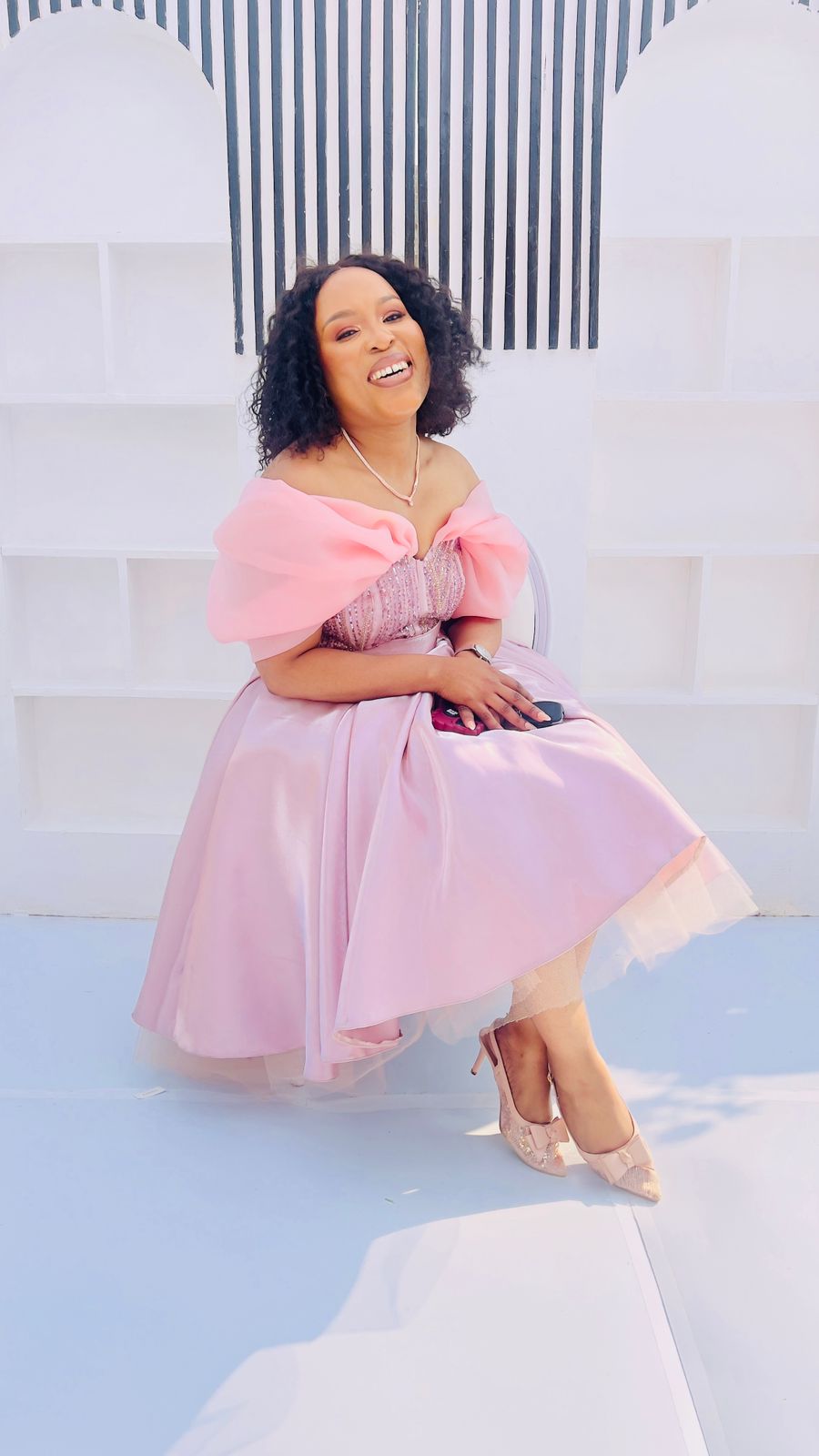 Whisper Bead Off-Shoulder Dress