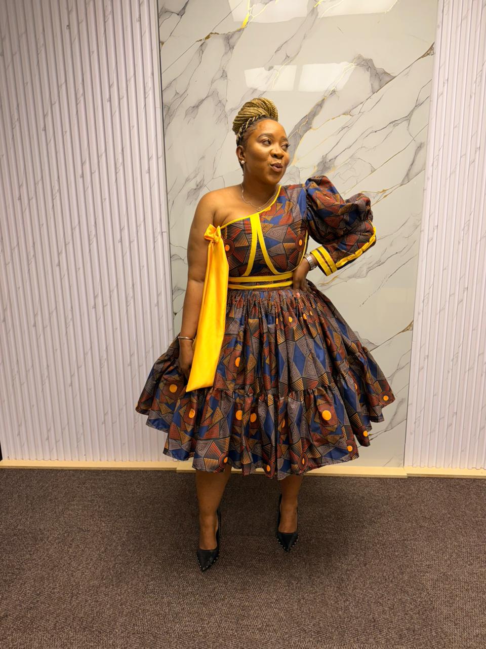 Savanna Gold Asymmetry Dress
