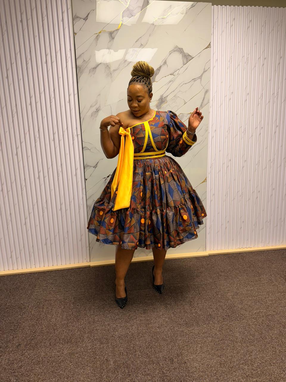 Savanna Gold Asymmetry Dress