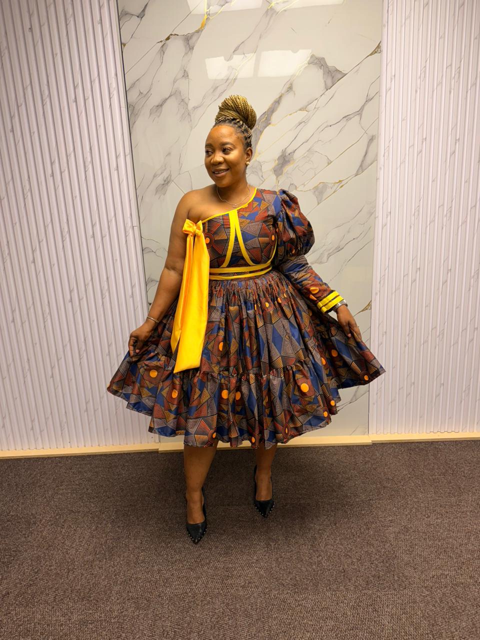 Savanna Gold Asymmetry Dress