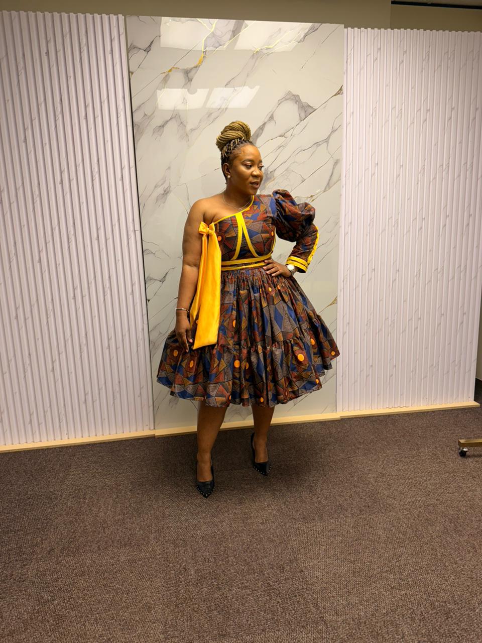 Savanna Gold Asymmetry Dress