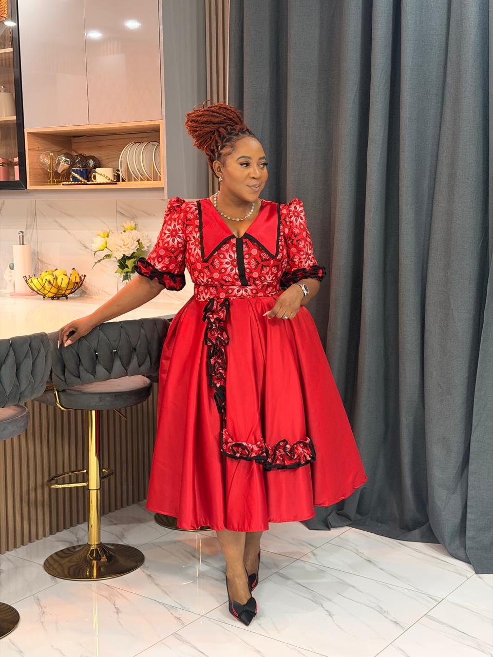 Red Essence African Dash Dress