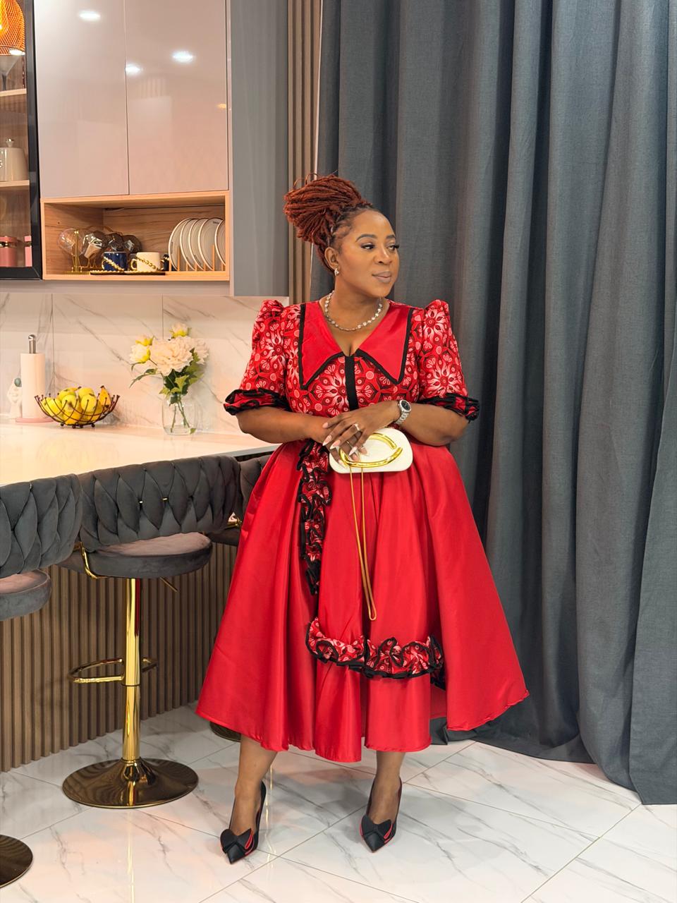 Red Essence African Dash Dress