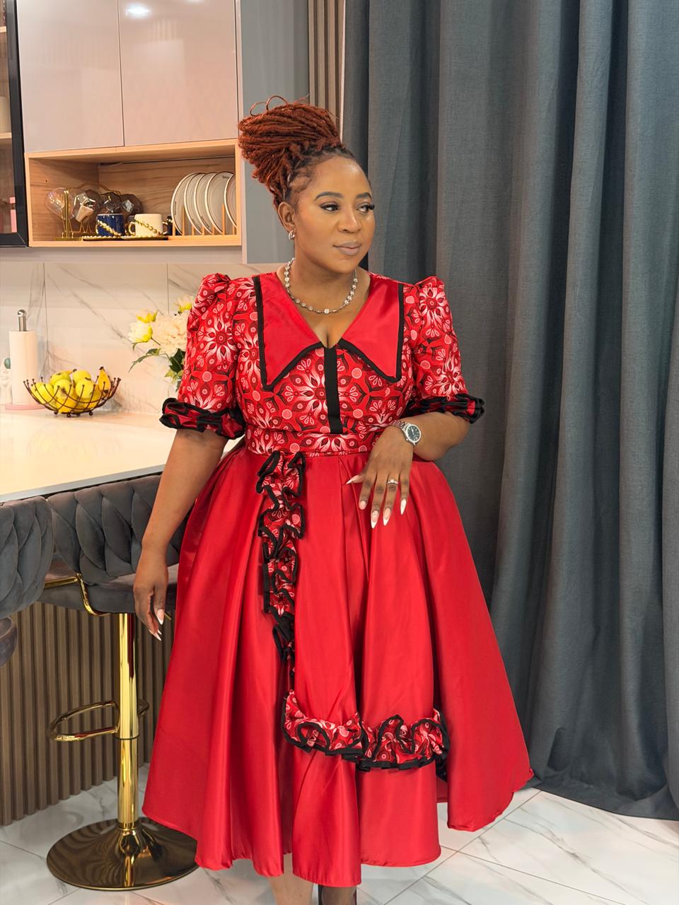 Red Essence African Dash Dress