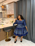 Navy Crown Puff Gown