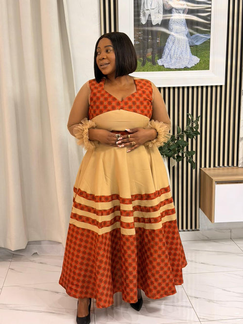 Apricot Veil Gown