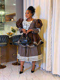 Chocolate Elegance Heritage Peplum Dress