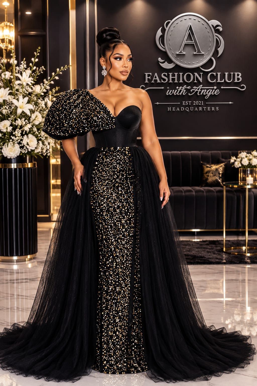 Black & Gold Elegance Gown