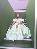The Mint Grace Off-Shoulder Ball Gown