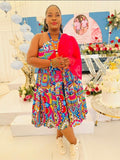 Azure Blossom One-Shoulder Dress