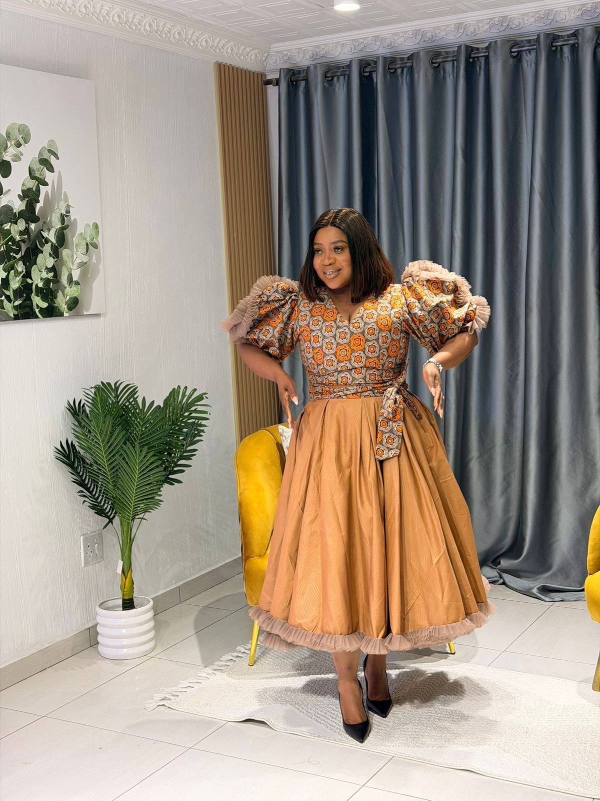 Autumn Blossom Duchess Ankara Dress