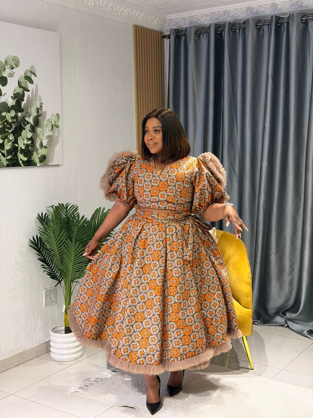 Autumn Blossom Duchess Ankara Dress