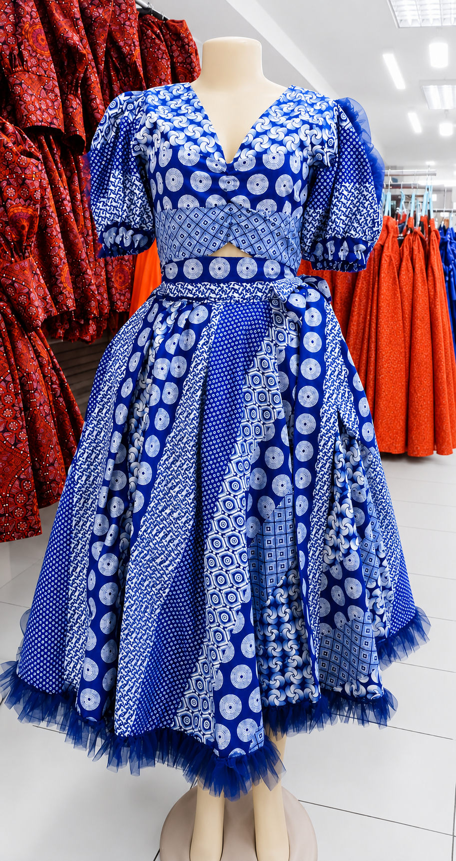 Royal Sapphire Patchwork Duchess Dress