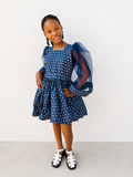 Midnight Bloom Organza Sleeve Dress