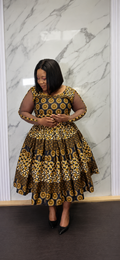Golden Eclipse Ankara Flare Dress